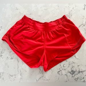 Lululemon Carnation Red Hotty Hot Short Size 8 2.5”